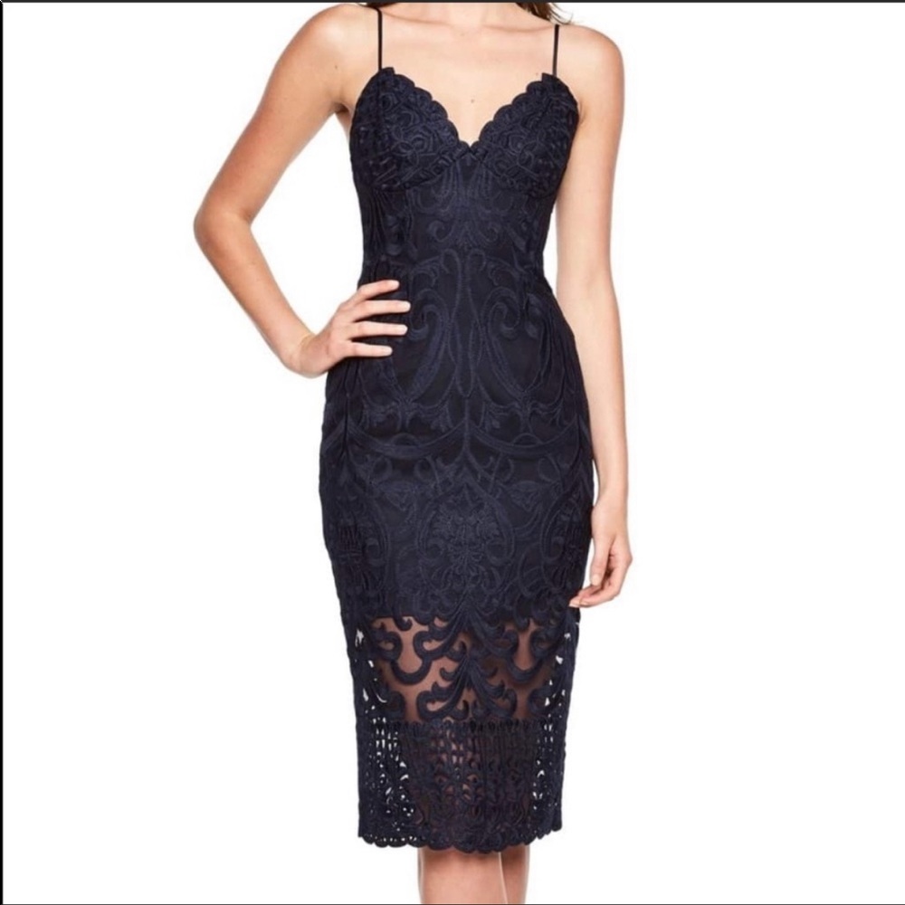 Navy Lacey Embroidered Dress